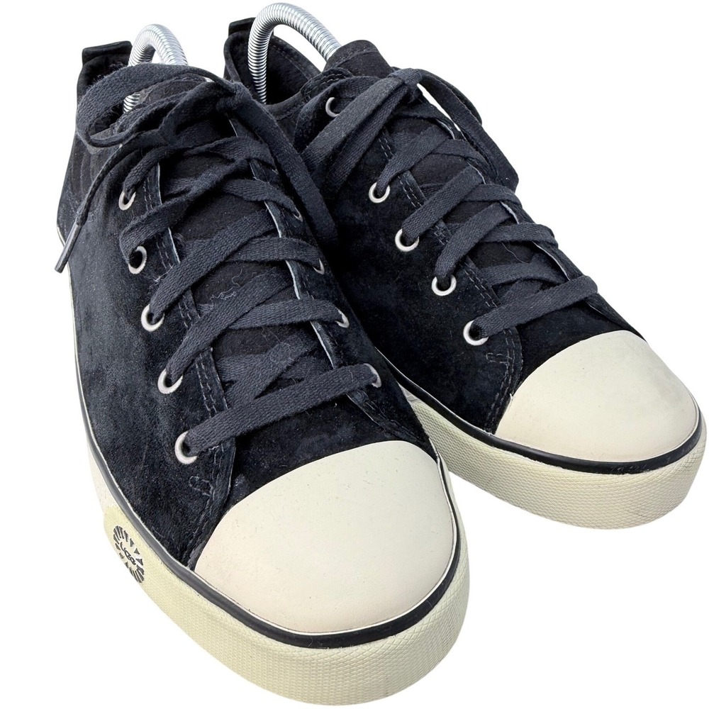 UGG Australia Womens Black Suede Shearling Lined Low Top Sneakers Shoes